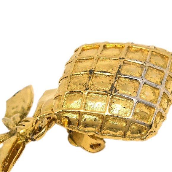 Chanel Gold Bow Rhombus Earrings Clip-On 194982 - Picture 2 of 4